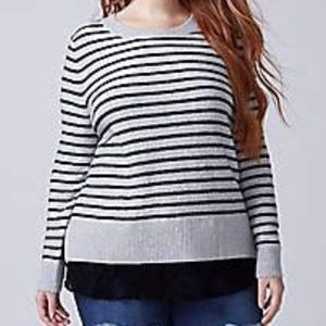 NWT Lane Bryant 18/20 Gray Lace-Hem Sweater